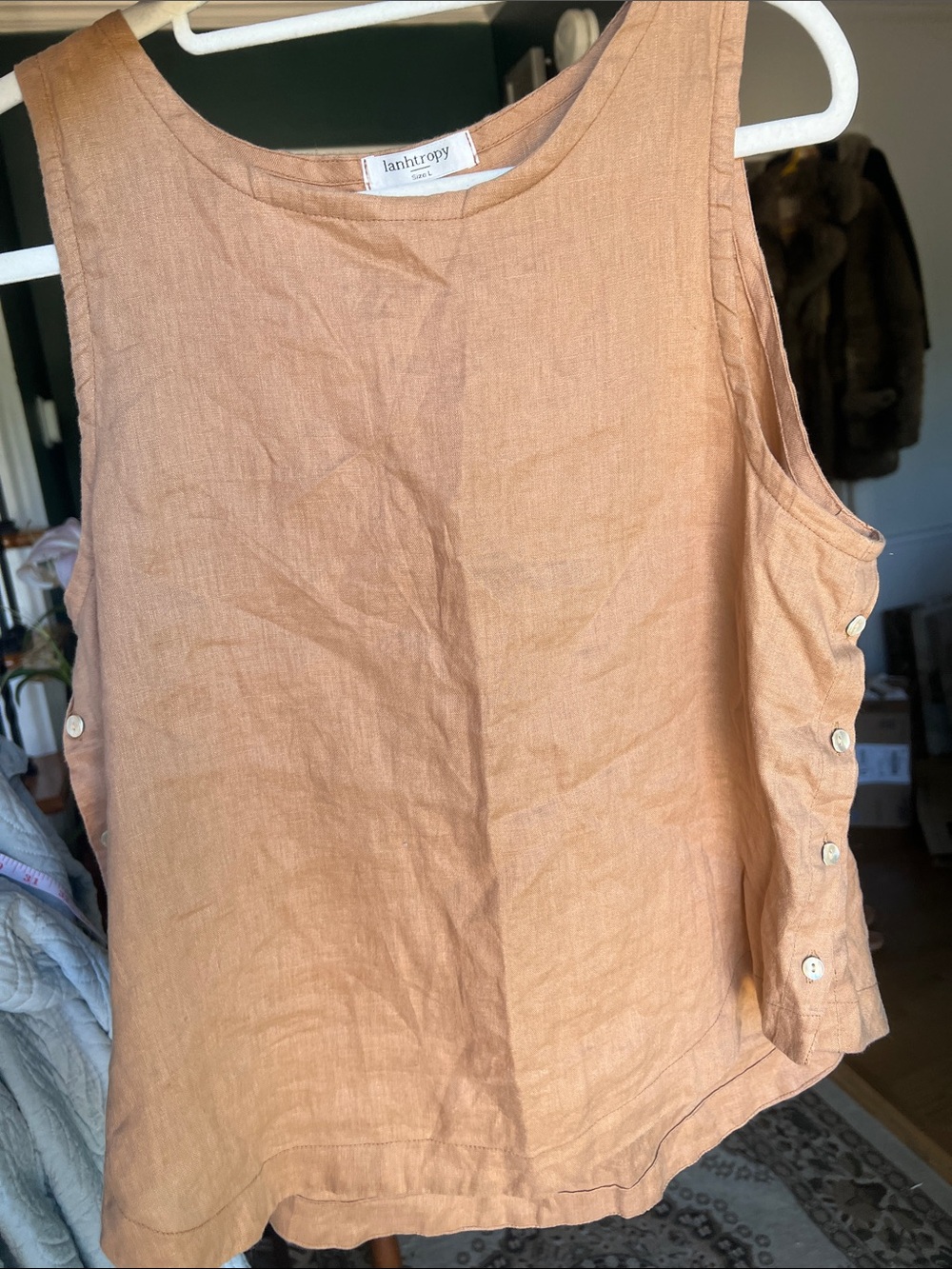 Lanhtropy 💯 organic  linen Tank - Rust Terracotta size L new